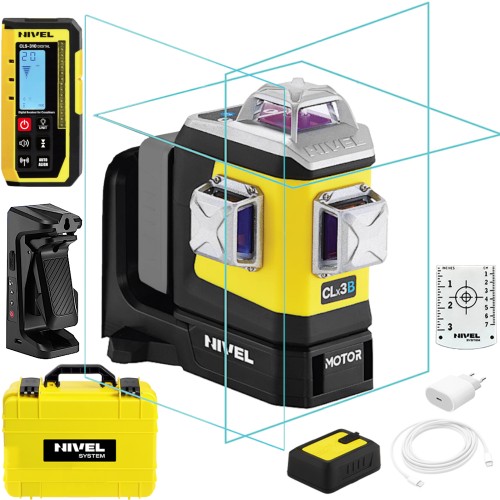 NIVEL SYSTEM CLX3BM Laser krzyżowy 3-płaszczyznowy zmotoryzowany wiązka niebieska + Odbiornik CLS-310