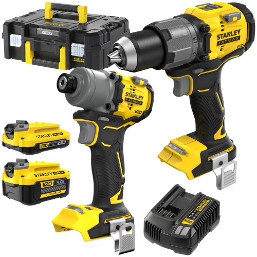 STANLEY Zestaw 18V wkrętarka SFMCD726 + zakrętarka SFMCF830 + 2x aku, kufer