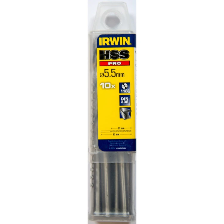 IRWIN Zestaw wierteł do metalu 5.5mm HSS PRO DIN-338 10502286