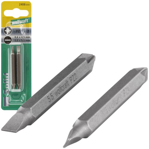 Zestaw 2 końcówek podwójnych płaskich / krzyżakowych (PZ) Wolfcraft 2408000
