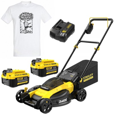 STANLEY SFMCMW2651M Kosiarka akumulatorowa 2x4Ah + GRATIS Koszulka