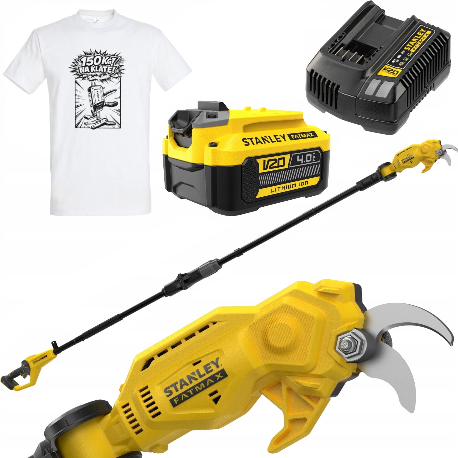 Sekator na wysięgniku 2,4m 18V Stanley FatMax V20 SFMCPP632 1x 4,0Ah + GRATIS Koszulka