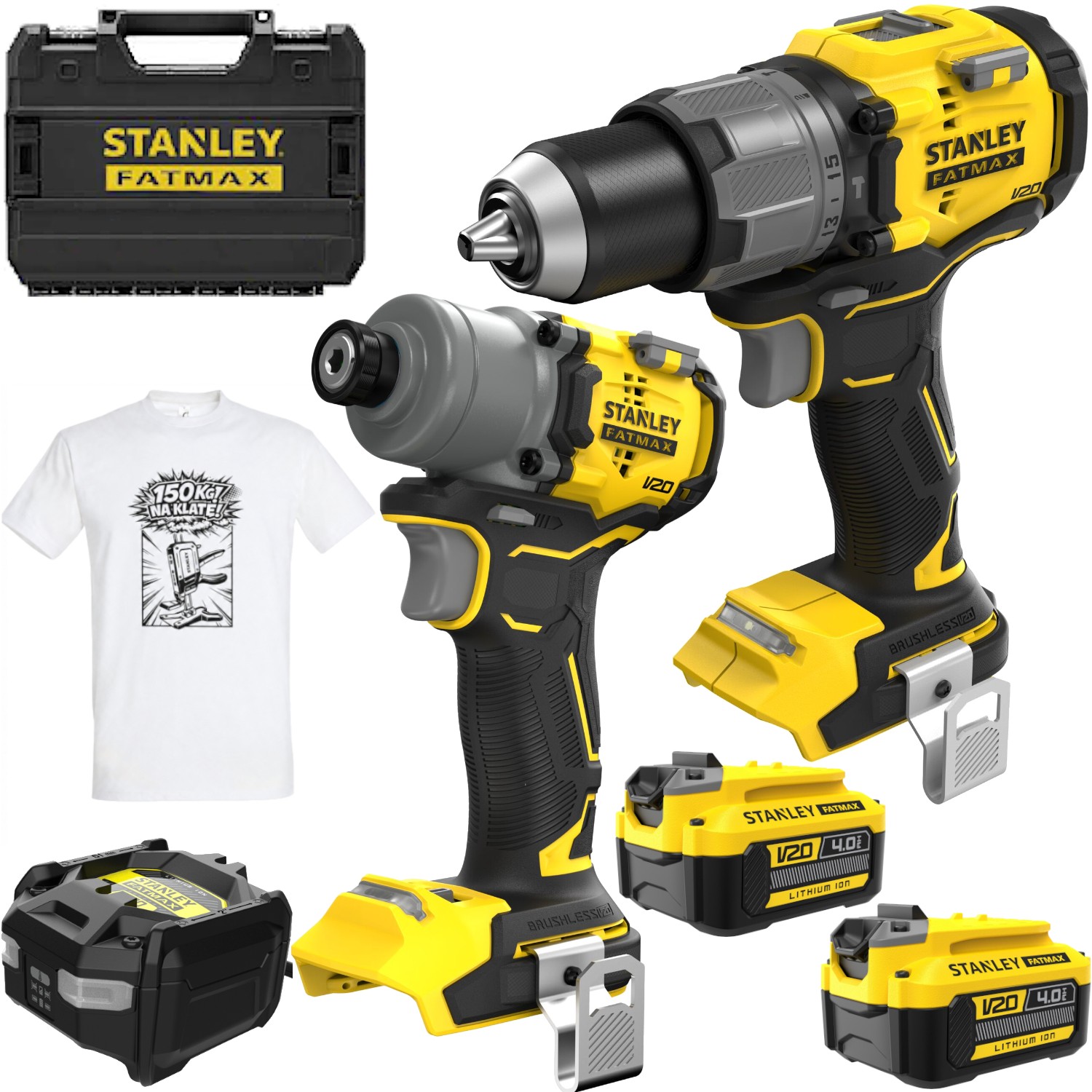 STANLEY SFMCK211M2T Zestaw 18V SFMCD726 + SFMCF830 + 2x 4,0Ah + GRATIS Koszulka
