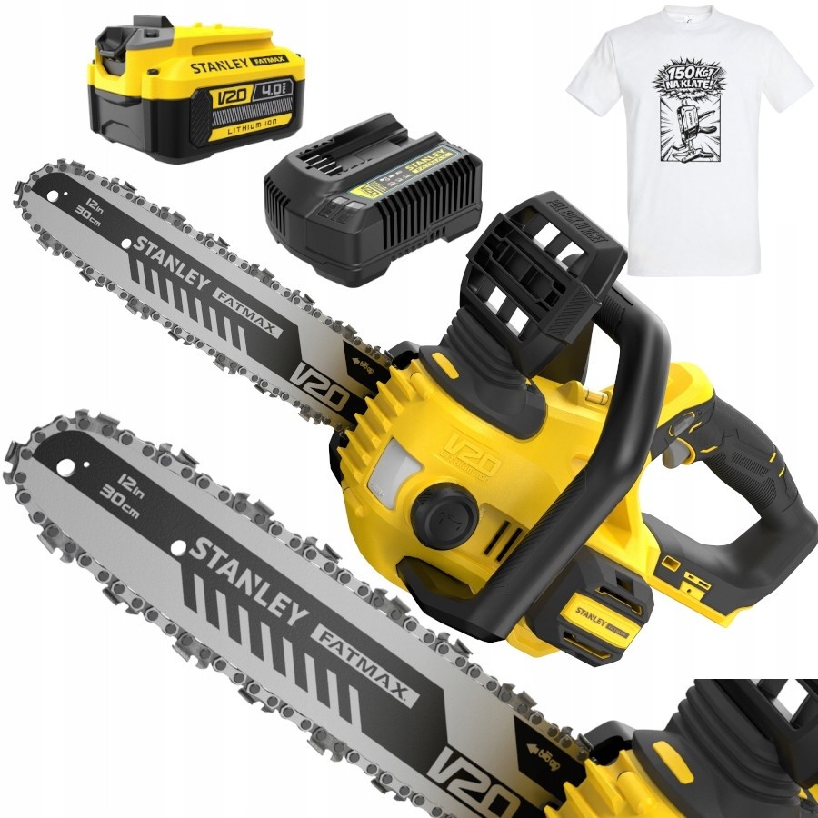 STANLEY SFMCCS630M1 Piła łańcuchowa 30cm 18V Seria V20 4.0Ah + ładowarka + T-shirt