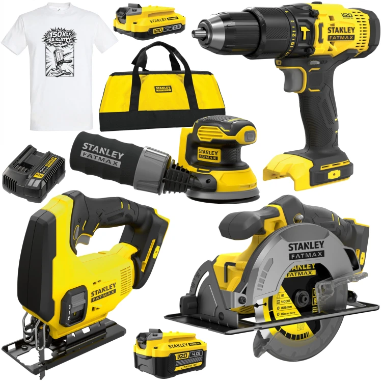Zestaw elektronarzędzi 4-narzędzia 18V Fatmax V20 Stanley SFMCK412MDS + GRATIS Koszulka