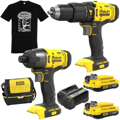 STANLEY SFMCK465D2S Zestaw Wkrętarka i Zakrętarka 2x2Ah Seria V20 + GRATIS Koszulka