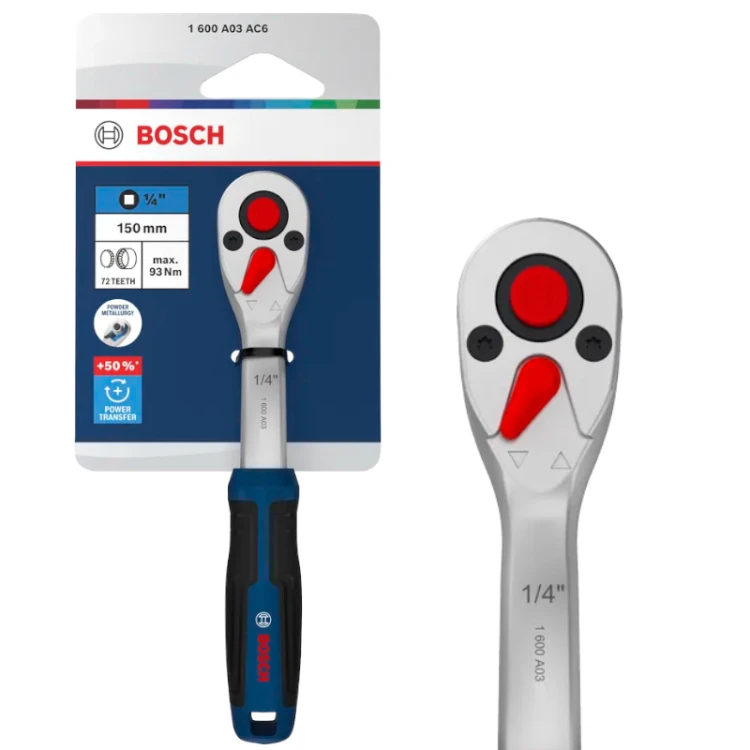 Klucz grzechotka 1/4" BOSCH Professional 72 zęby 5° CrV 93Nm 1600A03AC6