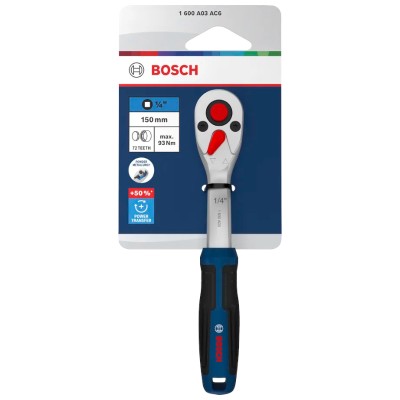 Klucz grzechotka 1/4" BOSCH Professional 72 zęby 5° CrV 93Nm