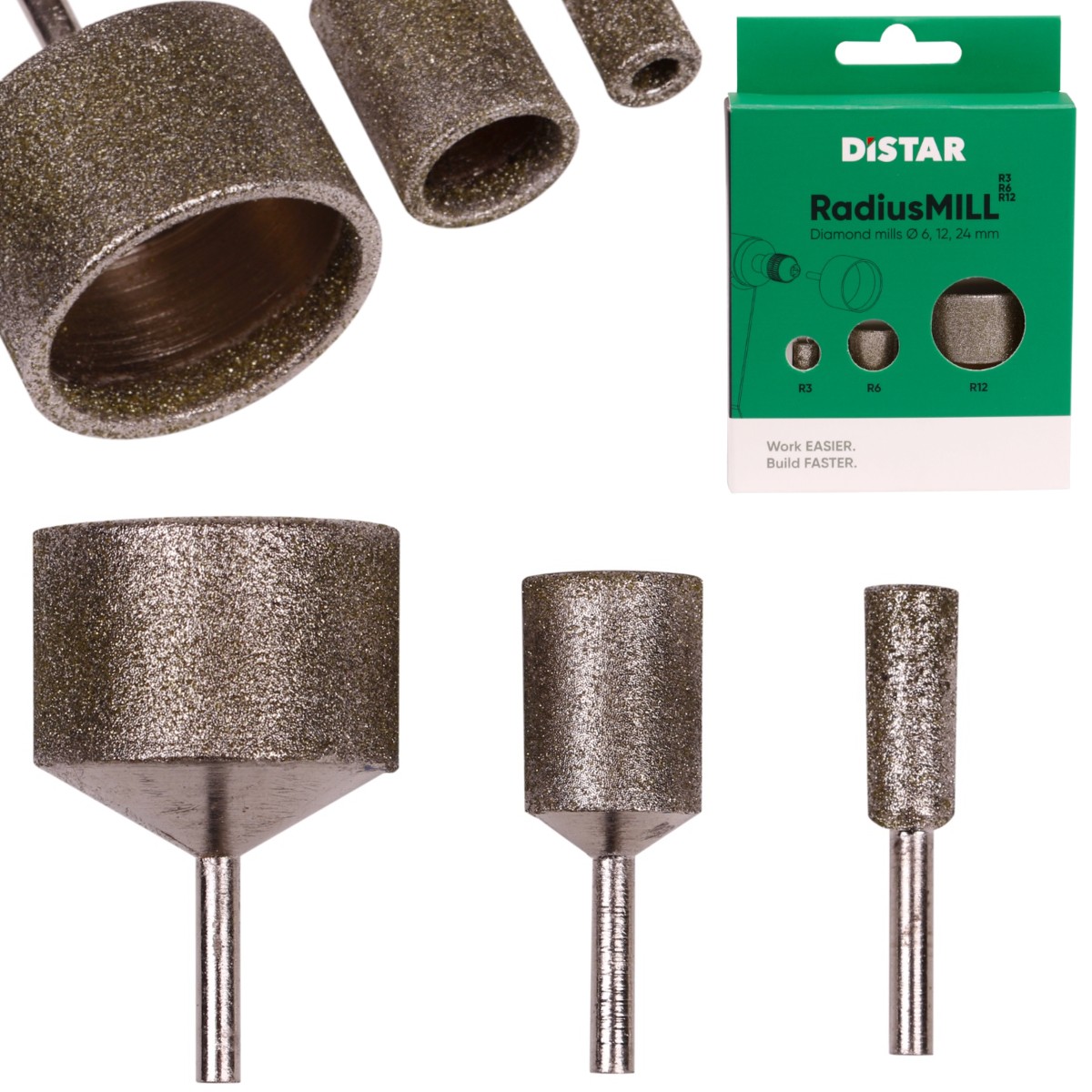 Zestaw frezów diamentowych R3, R6, R12 RadiusMILL DISTAR 81419031135