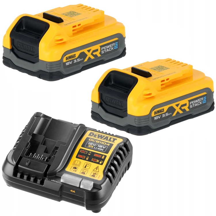 Zestaw ładowarka 4A DCB1104 + 2x Akumulator DCBP318 3,5Ah PowerStack DeWALT DCB1104S2