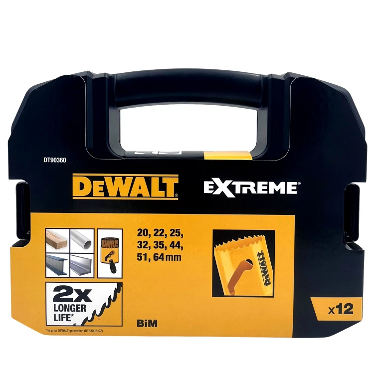 DeWALT Zestaw otwornic w walizce 12el. EXTREME DT90360