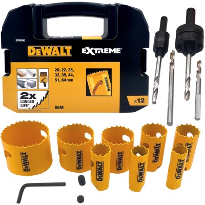 DeWALT Zestaw otwornic bimetalicznych w walizce 12el. EXTREME DT90360