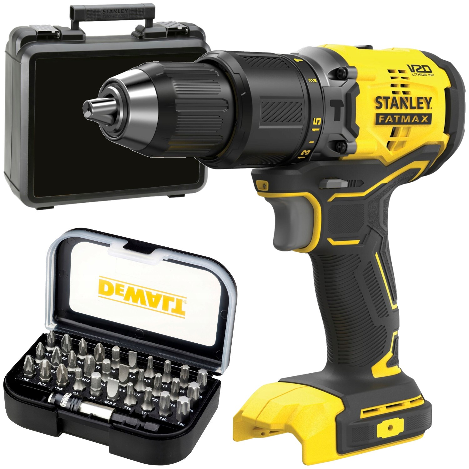 STANLEY Wiertarko Wkrętarka udarowa 18V 60Nm SFMCD715 body, kufer + bity 31el.