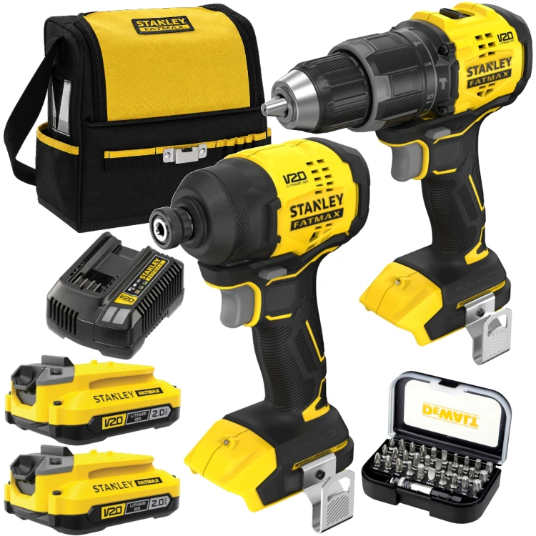 STANLEY Zestaw 18V wkrętarka SFMCD716 + zakrętarka SFMCF811 + 2x2Ah, torba + Bity 31el.