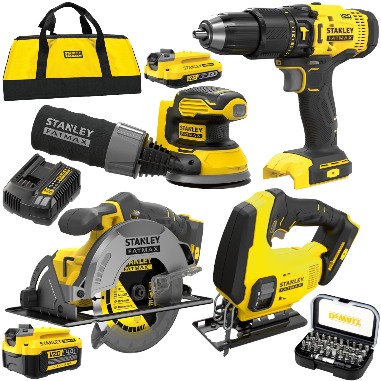 Zestaw elektronarzędzi 4-narzędzia 18V Fatmax V20 Stanley SFMCK412MDS + Bity 31el.