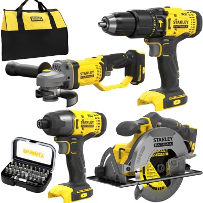 STANLEY Zestaw 4 elektronarzędzi SFMCD711 + SFMCF800 + SFMCG400 + SFMCS500 + Bity 31el.