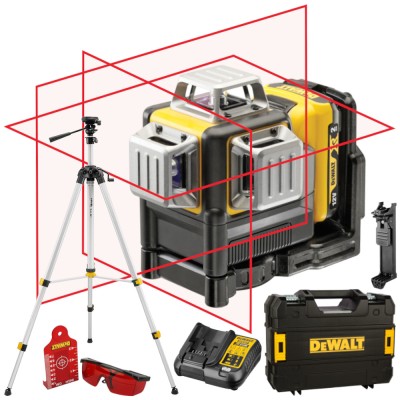 Laser liniowo-krzyżowy 3x360 czerwony 12V Dewalt DCE089D1R + Statyw