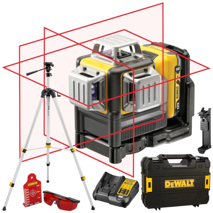 Laser liniowo-krzyżowy 3x360 czerwony 12V Dewalt DCE089D1R + Statyw