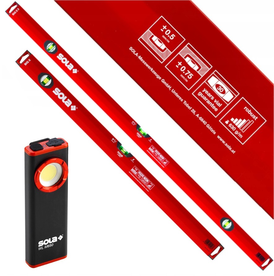Zestaw Poziomic Big X 60 + Big X 3 100 + Lampa robocza LED WL M650 SOLA 01373350