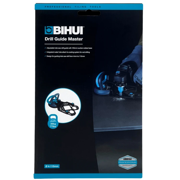 BIHUI Szablon metalowy z przyssawką do otwornic regulowany 4 - 115mm DBGM Opakowanie front