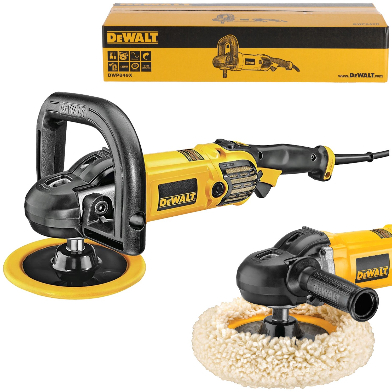 Polerka rotacyjna 1250W 150mm / 180mm Dewalt DWP849X