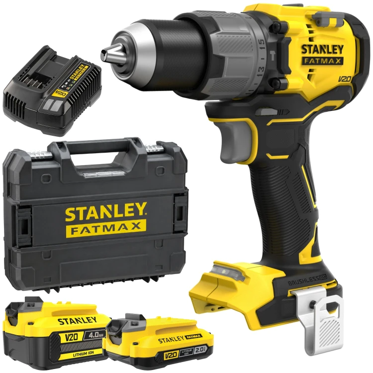 Wiertarko-wkrętarka udarowa 18V 80Nm 1x 2Ah 1x 4Ah Stanley V20 SFMCD726MDT