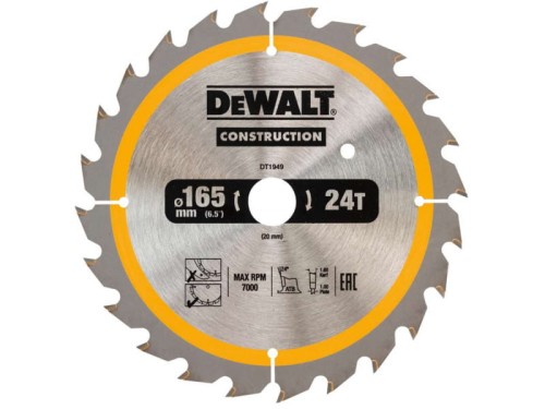 DEWALT DT1649 tarcza 165 x 20 mm 24T