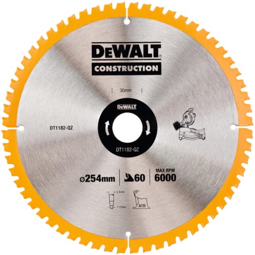 DEWALT Tarcza pilarska do drewna 254mm 60T