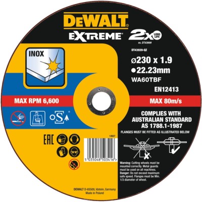 DEWALT DT43939 Tarcza tnąca do cięcia stali nierdzewnej 230mm