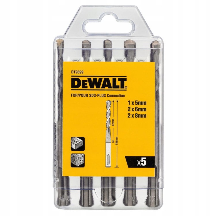 DEWALT DT9399 Komplet wierteł do betonu SDS PLUS 5szt