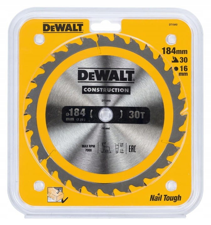 DEWALT tarcza do drewna 184 x 16 mm 30T