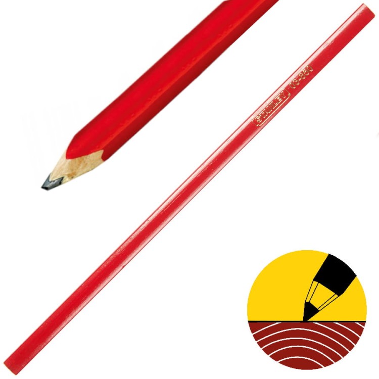STANLEY 03-850 ołówek stolarski czerwony 180 mm