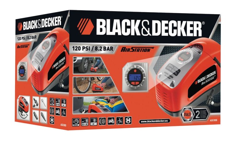 BLACK DECKER ASI300 Sprężarka 12V i 230V 160 PSI/11