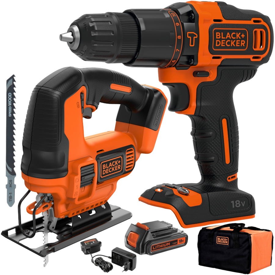 BLACK&DECKER BCK22S1S Zestaw wkrętarka wyrzynarka akumulator 1.5Ah