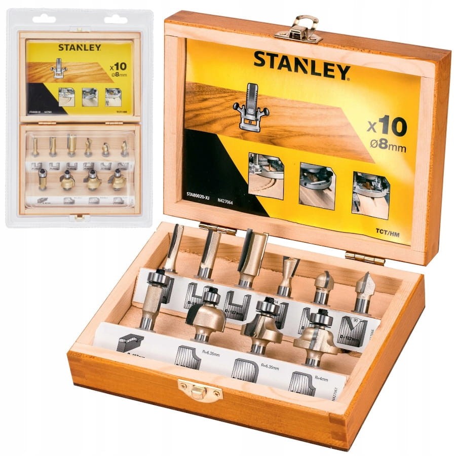 STANLEY STA80020 Frezy do drewna TCT/HM 10szt 8mm