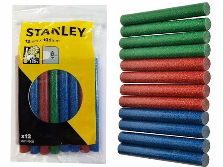 STANLEY STHT1-70436 Klej do pistoletów kolorowy 11mm 12szt