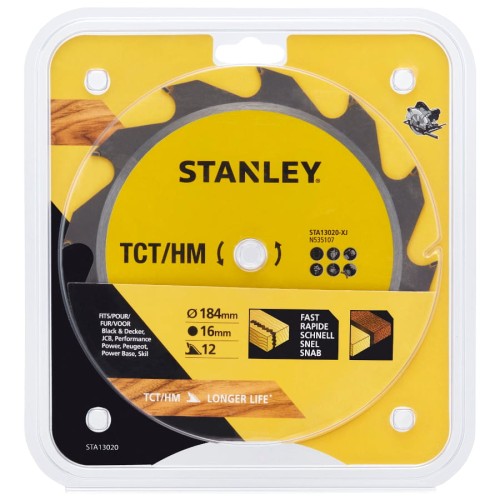 STANLEY STA13020 Tarcza z węglikiem do drewna 184x16mm 12z
