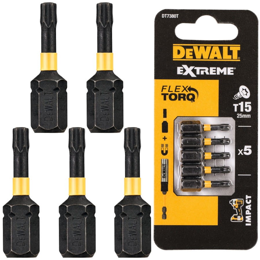 DEWALT DT7380T Zestaw bitów Torx T15 25mm Extreme Flex Torq Impact