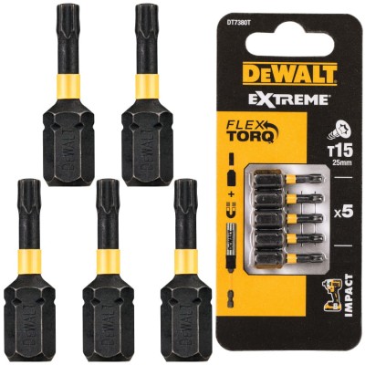 DEWALT DT7380T Zestaw bitów Torx T15 25mm Extreme Flex Torq Impact