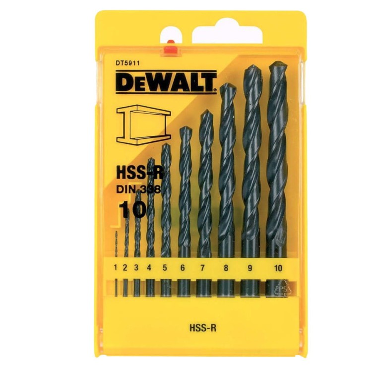DEWALT Wiertła do metalu HSS-R 10szt 1-10mm DT5911