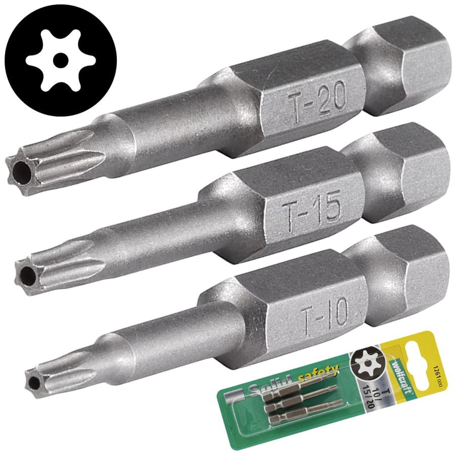 WOLFCRAFT 1261000 zestaw bitów Torx z otworem 3 sztuki