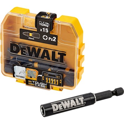 DEWALT DT70618T Zestaw bitów Pozidriv Pz2 25mm 15szt. + uchwyt