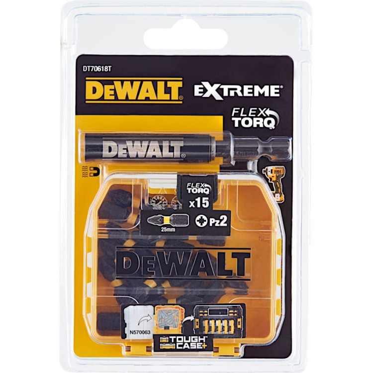 DEWALT Bity Pozidriv Pz2 25mm 15szt. + uchwyt w etui Tough Case