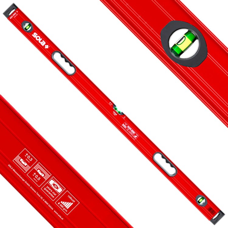 SOLA 01219401 Poziomica BIG RED 3 120cm z uchwytami