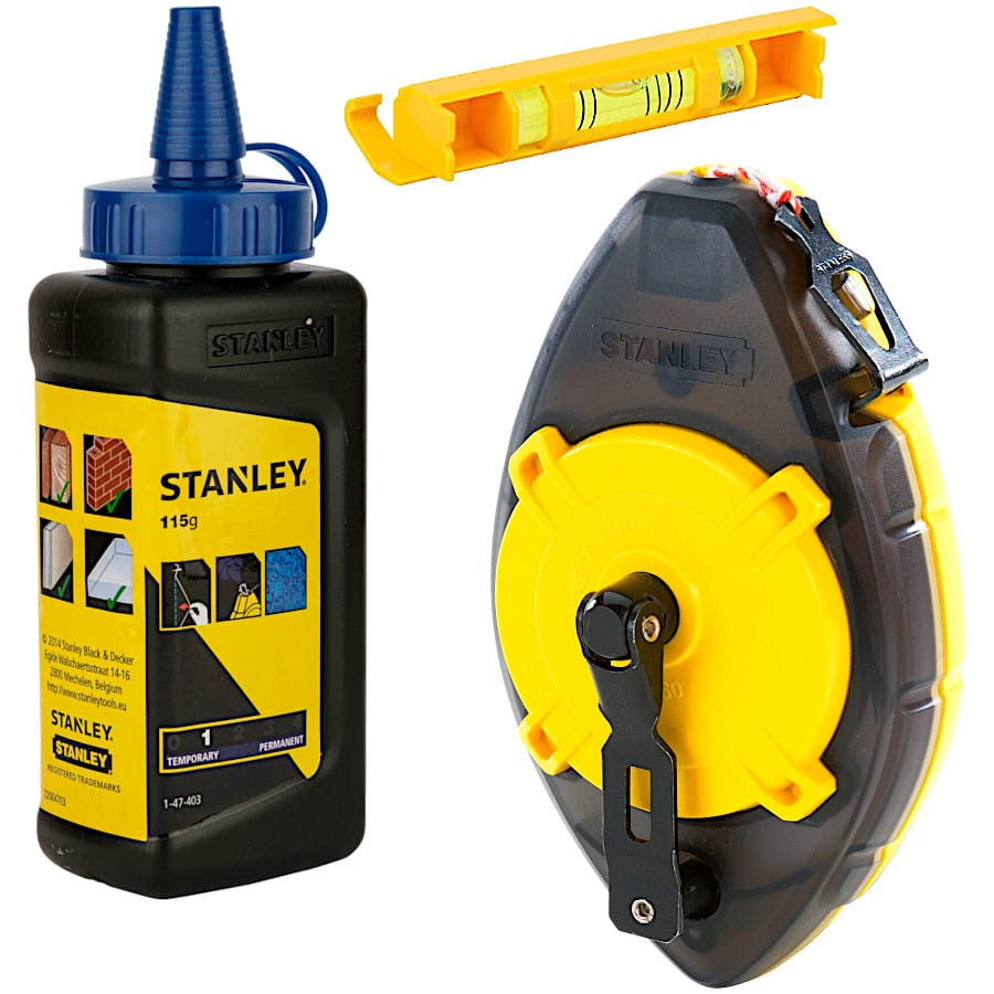 STANLEY 0-47-465 Sznur traserski PowerWinder 30m + kreda niebieska 115g + pion