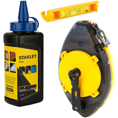 STANLEY 0-47-465 Sznur traserski PowerWinder 30m + kreda niebieska 115g + pion