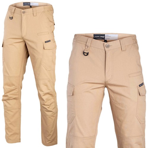 LAHTI PRO L4052104 Spodnie bojówki robocze Slim Fit beżowe roz. XL