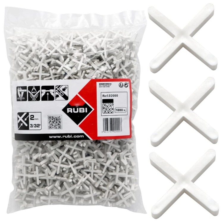 RUBI 02000 Krzyżyki dystansowe do układania płytek 2mm 1000szt