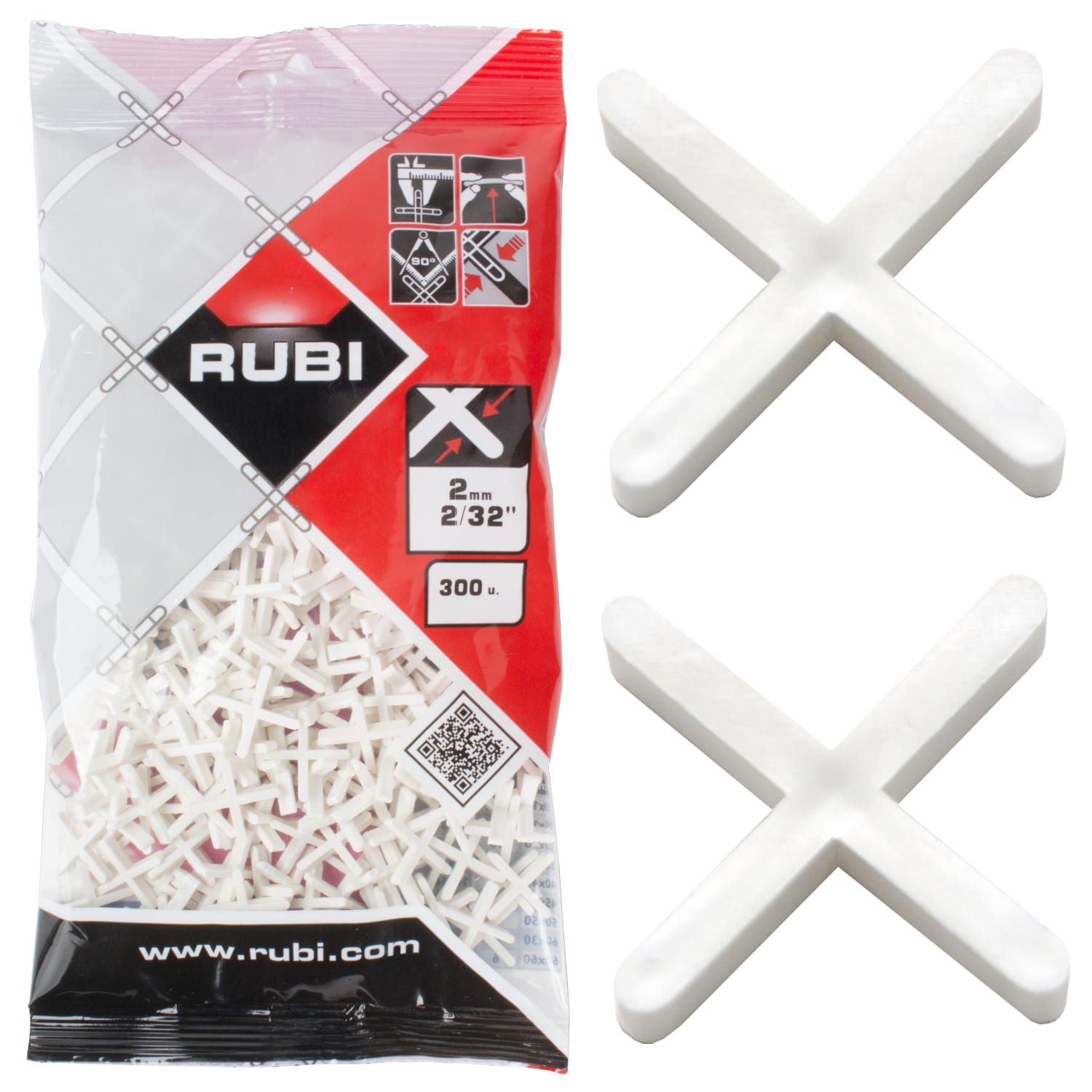 RUBI 02901 Krzyżyki dystansowe do układania płytek 2mm 300szt