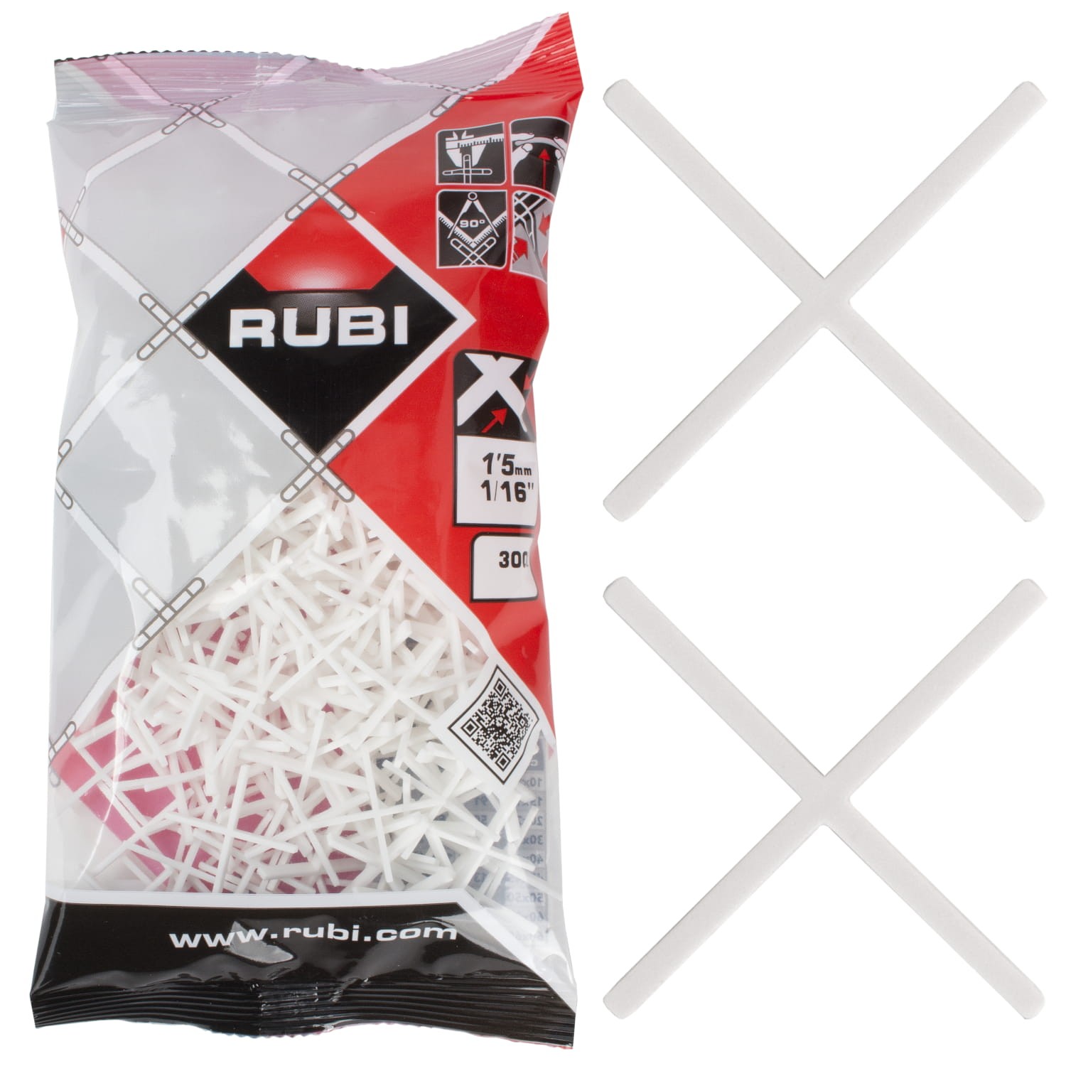 RUBI 02912 Krzyżyki dystansowe do układania płytek 1,5mm 300szt